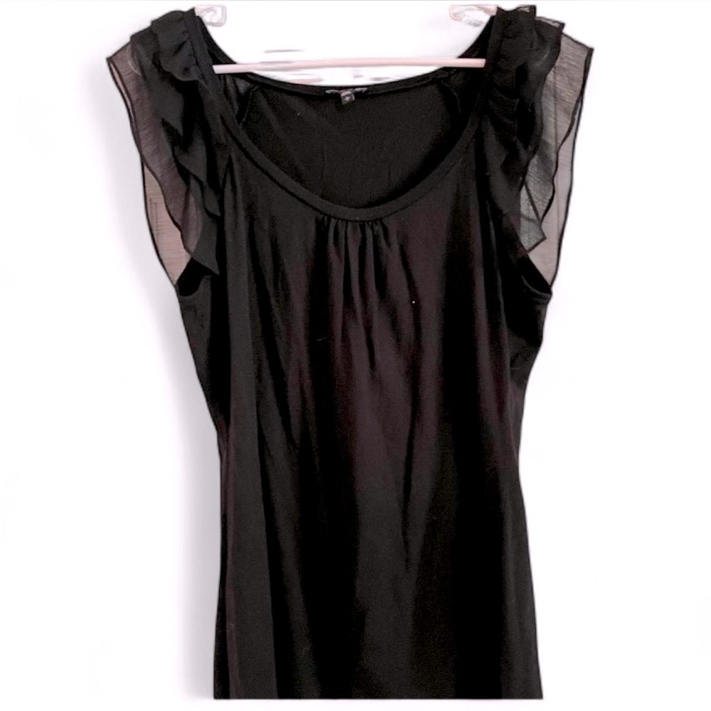 Express black shirt with frilled sleeves